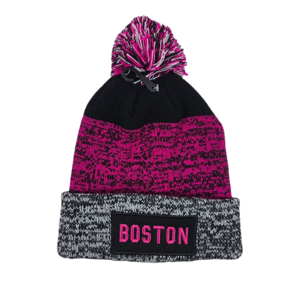🆕️Boston Pom-Pom Knit Beanie - Black and Pink